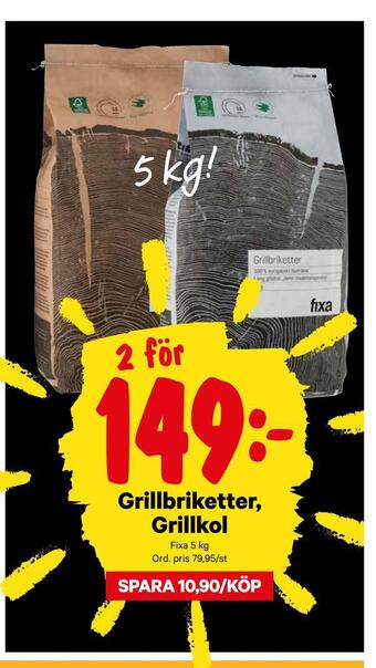 Grillbriketter, grillkol