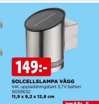 Jem&Fix Solcellslampa vägg erbjuda