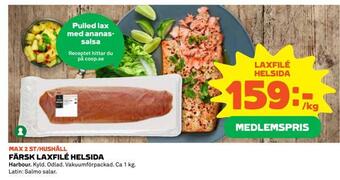 Coop Extra Färsk laxfilé helsida erbjuda