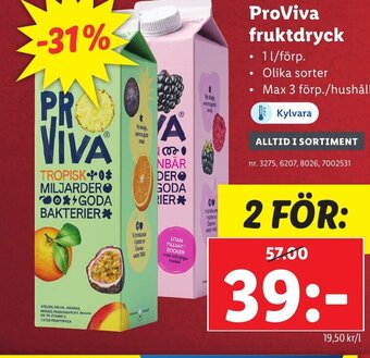 Lidl ProViva fruktdryck erbjuda