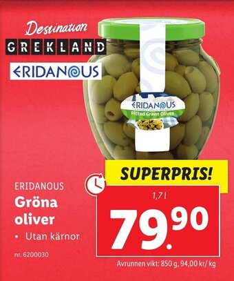 Lidl ERIDANOUS Gröna oliver erbjuda