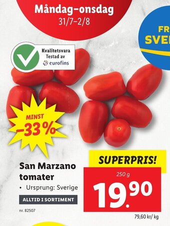 Lidl San Marzano tomater erbjuda