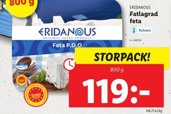 Lidl ERIDANOUS Fatlagrad feta erbjuda