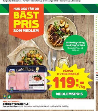 Coop Guldfågeln kycklingbröstfilé erbjuda