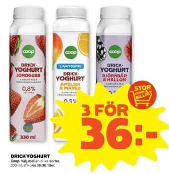 Stora Coop Drickyoghurt erbjuda