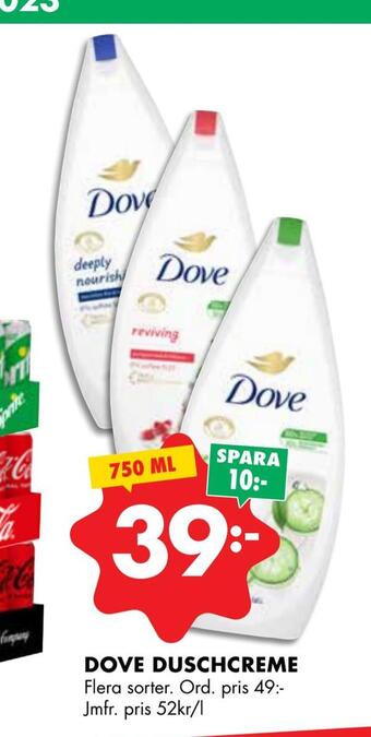 ÖoB Dove duschcreme erbjuda