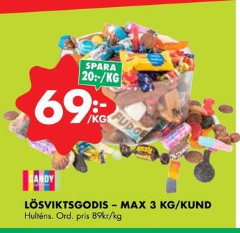 ÖoB Lösviktsgodis - max 3 kg/kund erbjuda