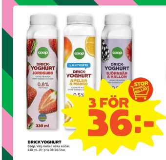 Stora Coop Coop yoghurt erbjuda