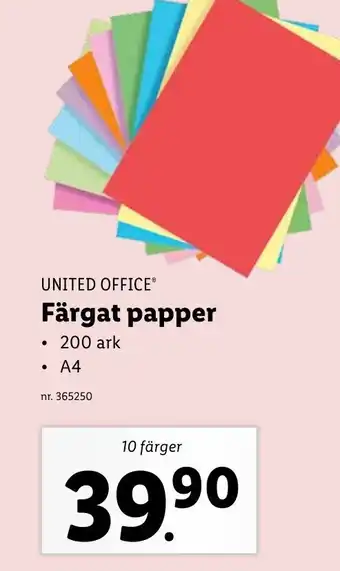 Lidl UNITED OFFICE Färgat papper erbjuda