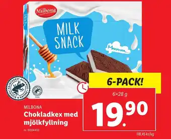 Lidl MILBONA Chokladkex med mjölkfyllning erbjuda