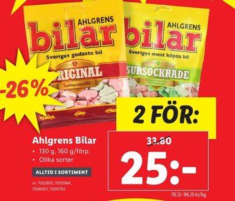 Lidl Ahlgrens Bilar erbjuda