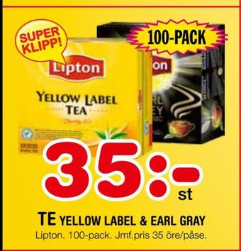 Nya Pulsen Te yellow label & earl gray erbjuda