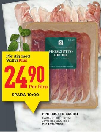 Willys Prosciutto crudo erbjuda