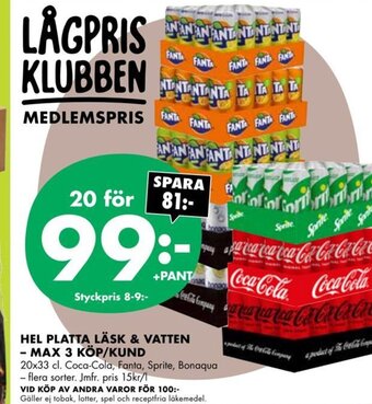 ÖoB HEL PLATTA LÄSK & VATTEN - MAX 3 KÖP/KUND erbjuda