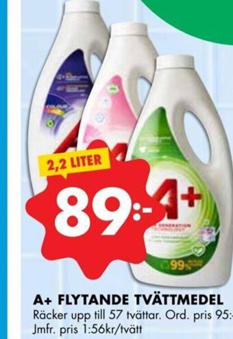 ÖoB A+ FLYTANDE TVÄTTMEDEL erbjuda