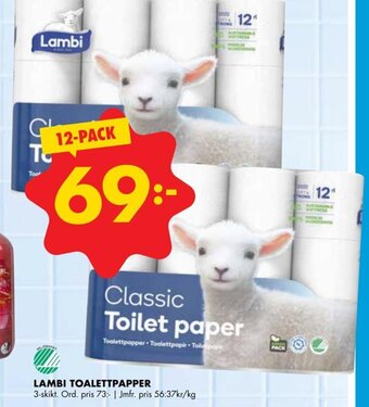 ÖoB LAMBI TOALETTPAPPER erbjuda