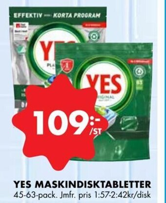 ÖoB YES MASKINDISKTABLETTER erbjuda