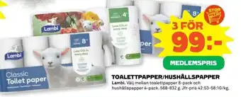 Stora Coop TOALETTPAPPER/HUSHÅLLSPAPPER Lambi. erbjuda