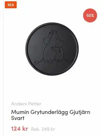 Mumin Grytunderlägg Gjutjärn Svart