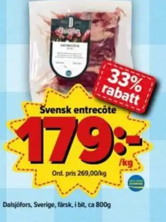 Östenssons Dalsjöfors Svensk entrecôte 800g erbjuda