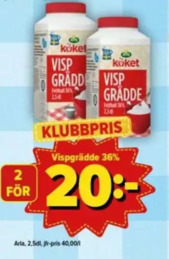 Östenssons Arla Vispgrädde 36% 2,5dl erbjuda