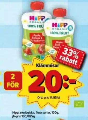 Östenssons Hipp Klämmisar 100g erbjuda