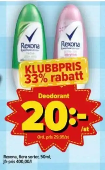 Östenssons Rexona Deodorant 50ml erbjuda