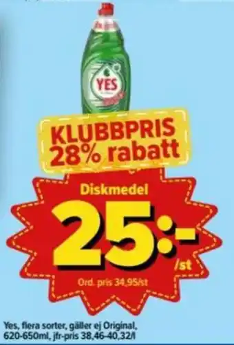 Yes Diskmedel 620-650ml