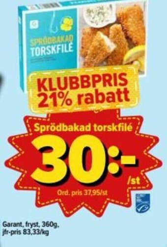 Östenssons Garant Sprödbakad torskfilé 360g erbjuda
