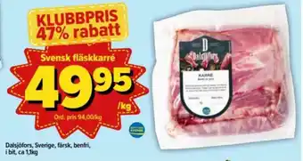 Östenssons Dalsjöfors Svensk fläskkarré 1,1kg erbjuda