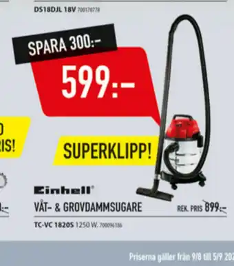 Järnia Einhell Grovdammsugare erbjuda