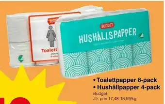 Matöppet Toalettpapper 8-pack • Hushållpapper 4-pack erbjuda