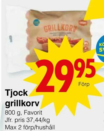 Matöppet Tjock grillkorv erbjuda