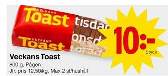 Matöppet Veckans Toast erbjuda