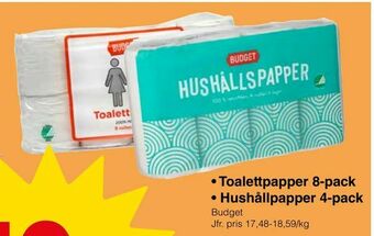 Matöppet Toalettpapper 8-pack • Hushållpapper 4-pack erbjuda