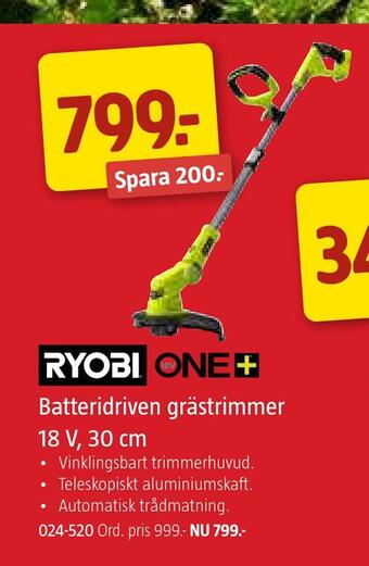 Jula Batteridriven grästrimmer 18 v, 30 cm erbjuda