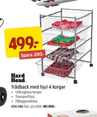 Jula Trådback med hjul 4 korgar erbjuda