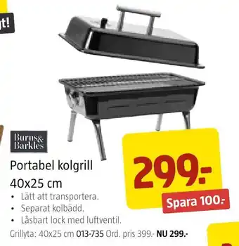 Jula Portabel kolgrill 40x25 cm erbjuda