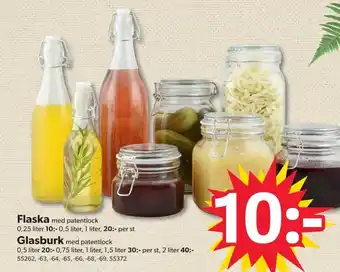 Flaska med patentlock Glasburk med patentlock