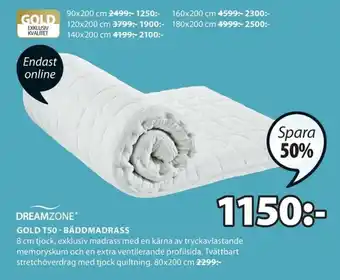 JYSK Dreamzone Gold T50 - Bäddmadrass 80x200cm erbjuda