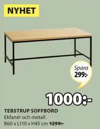 JYSK Tebstrup Soffbord 60x110x45cm erbjuda
