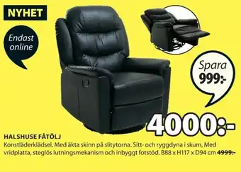 JYSK Halshuse Fåtölj 88x117x94cm erbjuda