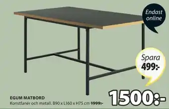 JYSK Egum Matbord 90x160x75cm erbjuda