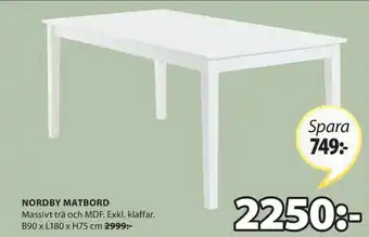 JYSK Nordby Matbord 90x180x75cm erbjuda