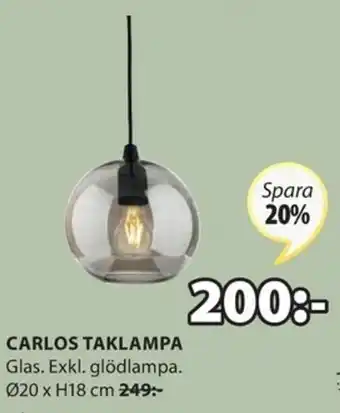 JYSK Carlos Taklampa Ø20x18cm erbjuda