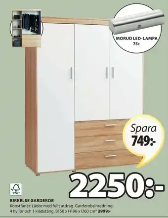 JYSK Birkelse Garderob 150x198x60cm erbjuda
