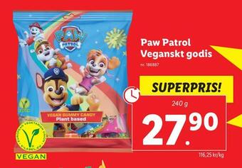 Lidl Paw patrol veganskt godis erbjuda