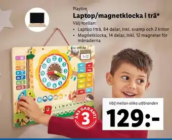 Laptop/magnetklocka i trä