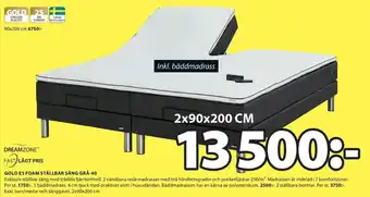 JYSK Gold E5 Foam Ställbar Säng Grå-40 2x90x200cm erbjuda