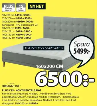 JYSK Dreamzone Plus C85 - Kontinentalsäng 160x200cm erbjuda